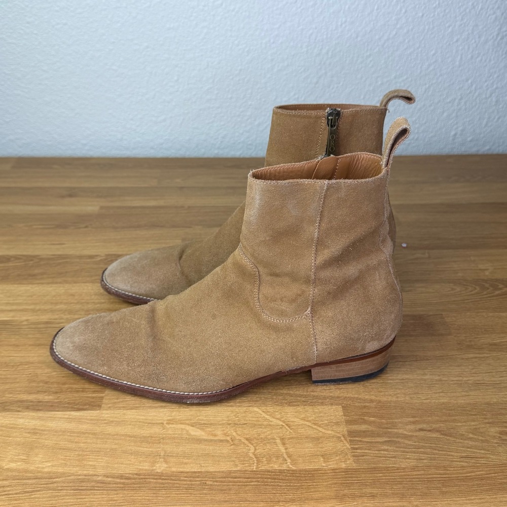 ORO Handcrafted Suede Side Zip Ankle Boots‎ Tan 7